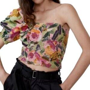 Zara Top One Shoulder Crop Top Salsa Dance Fiesta Small Party Festival